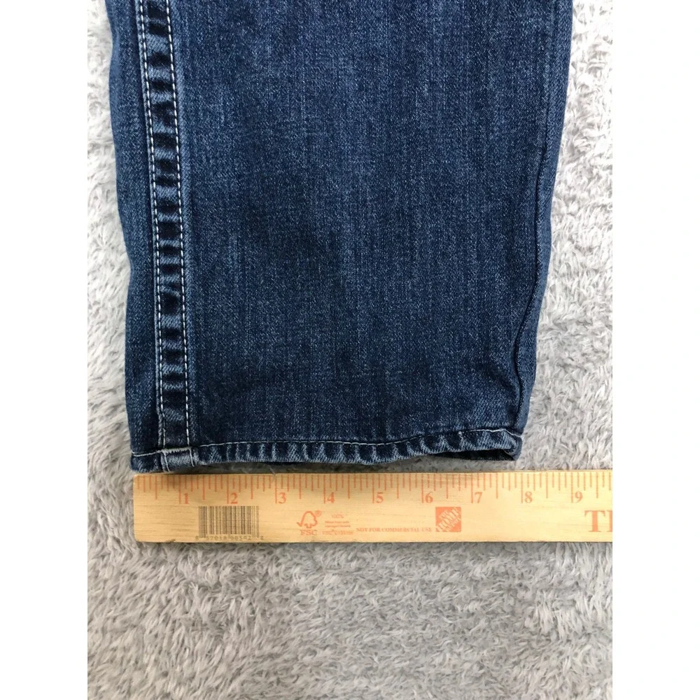 True Religion Jeans Men 40x30 (Tag 38) Blue Straight Flap Distressed Denim